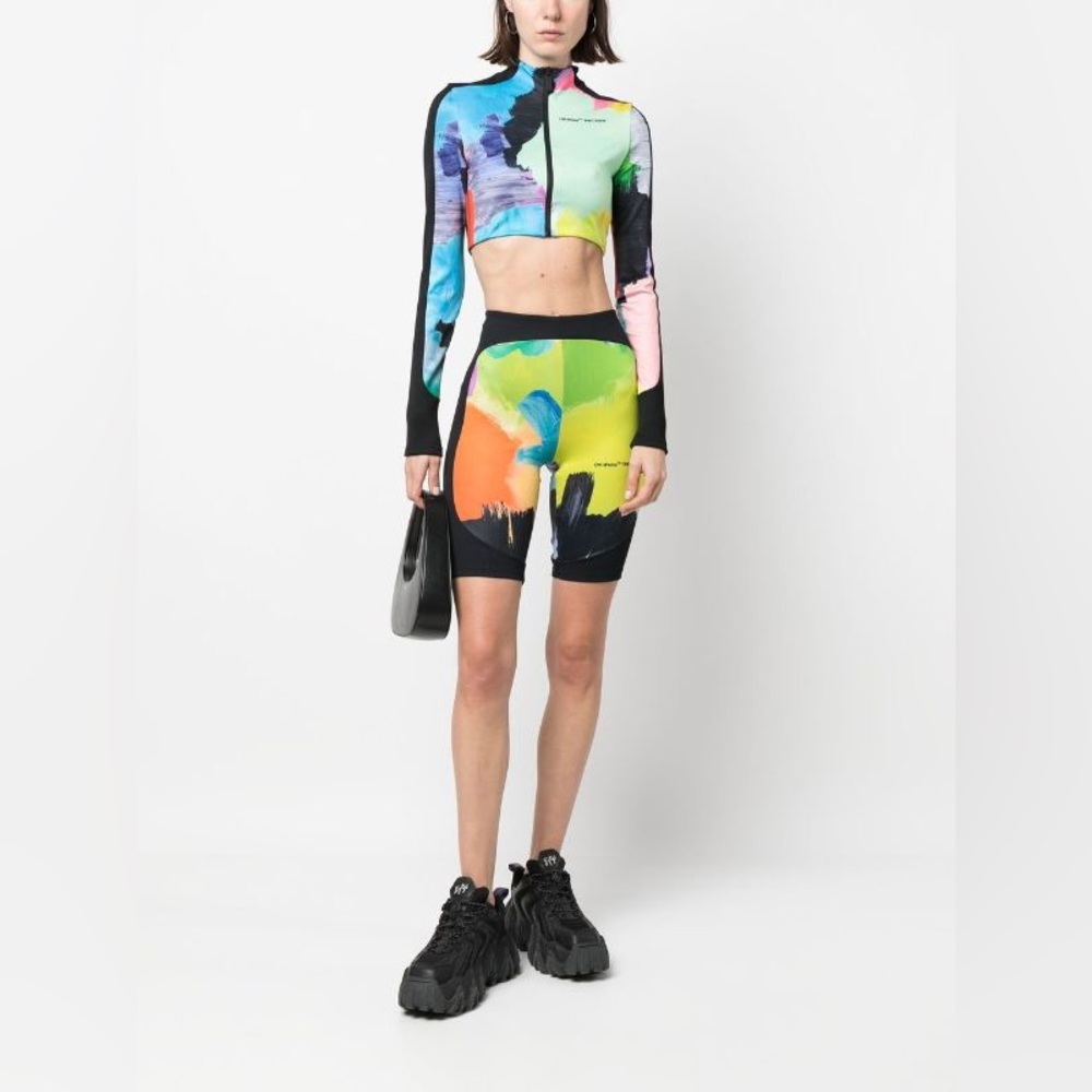 Off-White brush stroke cropped long-sleeve top